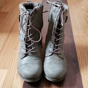 Womens Grey Combat Bootie
